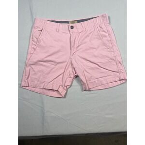 True Craft Mens Chino Shorts Pink Pastel Cotton Twill Flat Front Size 34W